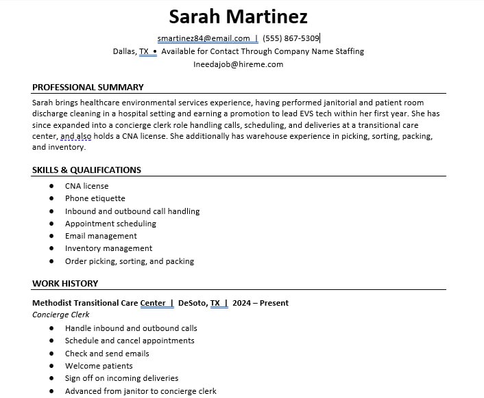 Sample AI-generated resume